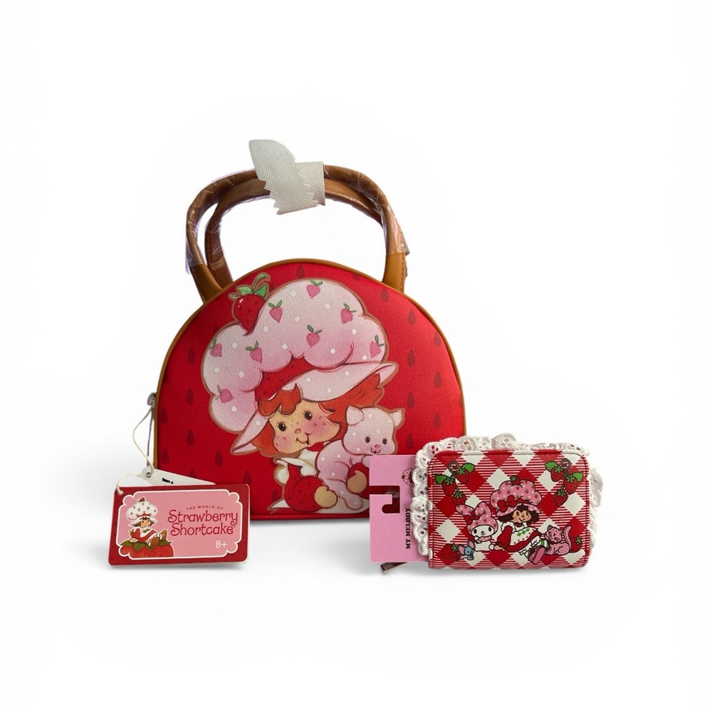 Limited Edition LoungeFly Red Strawberry Shortcake Handbag with Card Holder